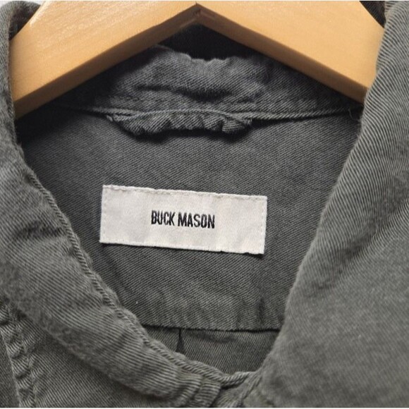 Buck Mason Shirt Men sz Small Gray Charcoal Button Up Cotton Casual Pocket - Picture 2 of 6
